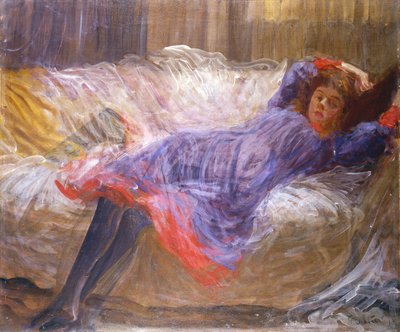 Mädchen auf Sofa liegend von Philip Wilson Steer